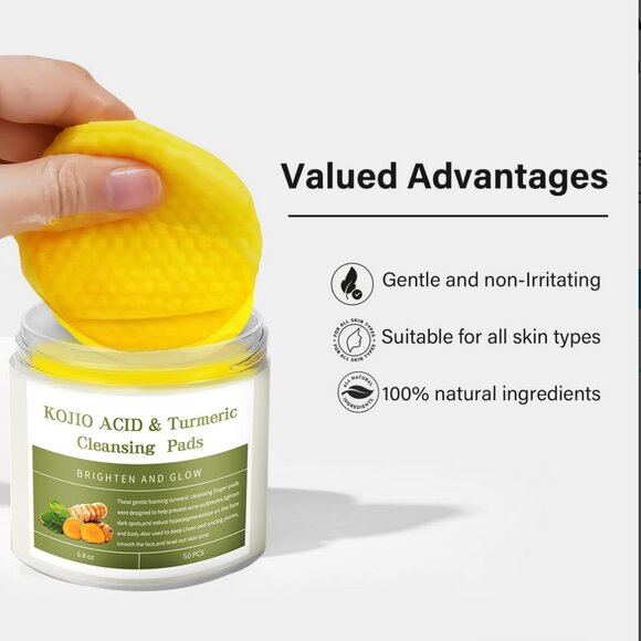 NEW 2 Jars- Turmeric Kojic Acid Cleansing Exfoliating Face Scrub Pads - Picture 7 of 13